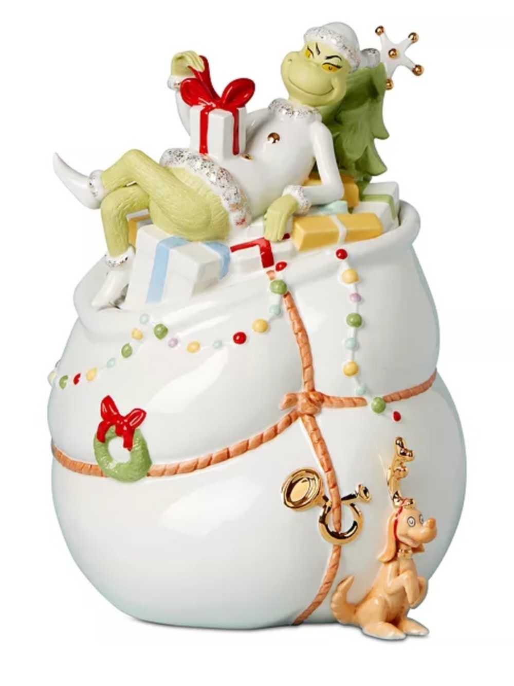 NWT Lenox Grinch sleigh Christmas Cookie jar